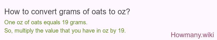 How to convert grams of oats to oz? How to convert grams of oats to oz?