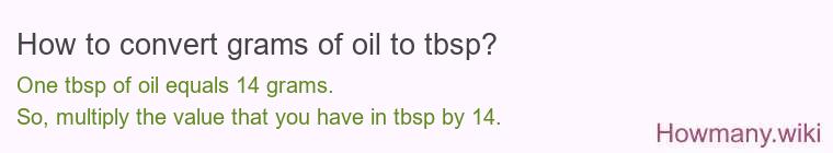 How to convert grams of oil to tbsp?