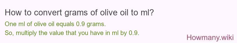 How to convert grams of olive oil to ml?
