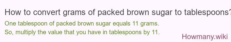 How to convert grams of packed brown sugar to tablespoons?