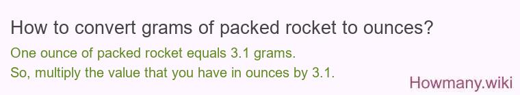 How to convert grams of packed rocket to ounces? How to convert grams of packed rocket to ounces?