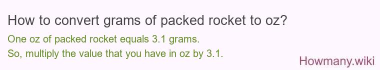How to convert grams of packed rocket to oz?