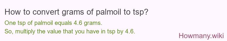 How to convert grams of palmoil to tsp? How to convert grams of palmoil to tsp?