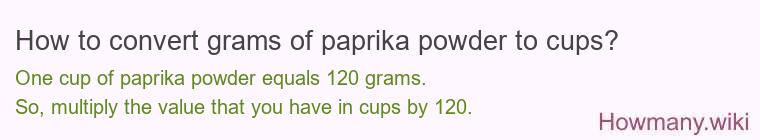 How to convert grams of paprika powder to cups? How to convert grams of paprika powder to cups?