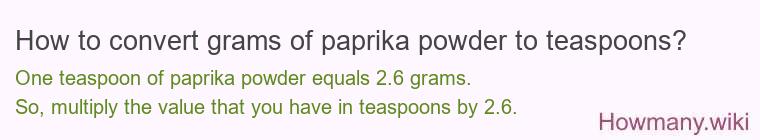 How to convert grams of paprika powder to teaspoons?