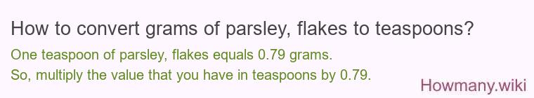 How to convert grams of parsley, flakes to teaspoons?