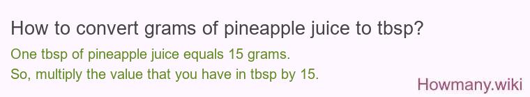 How to convert grams of pineapple juice to tbsp?