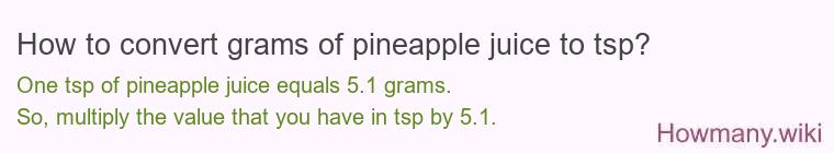 How to convert grams of pineapple juice to tsp? How to convert grams of pineapple juice to tsp?