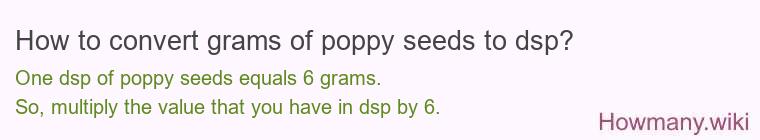 How to convert grams of poppy seeds to dsp?
