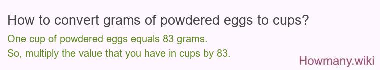 How to convert grams of powdered eggs to cups?