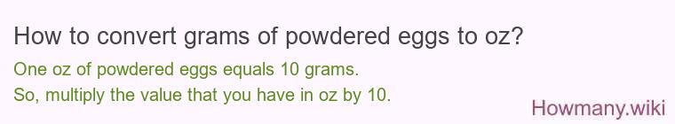 How to convert grams of powdered eggs to oz? How to convert grams of powdered eggs to oz?