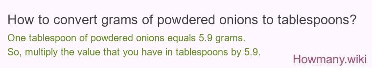 How to convert grams of powdered onions to tablespoons?