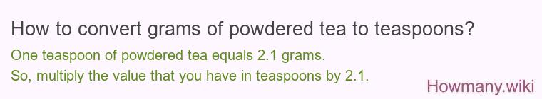 How to convert grams of powdered tea to teaspoons? How to convert grams of powdered tea to teaspoons?
