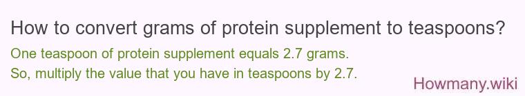 How to convert grams of protein supplement to teaspoons?