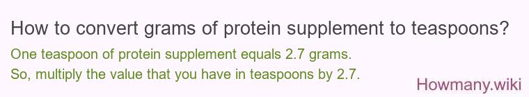 How to convert grams of protein supplement to teaspoons?