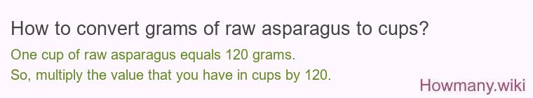 How to convert grams of raw asparagus to cups?