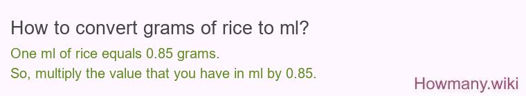 How to convert grams of rice to ml? How to convert grams of rice to ml?