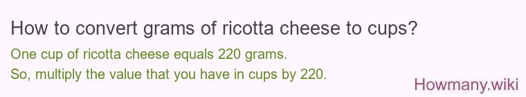 How to convert grams of ricotta cheese to cups?