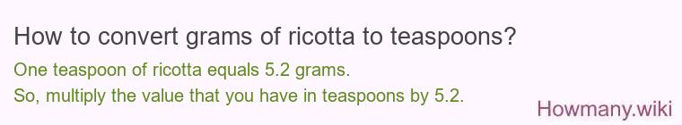 How to convert grams of ricotta to teaspoons? How to convert grams of ricotta to teaspoons?