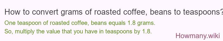 How to convert grams of roasted coffee, beans to teaspoons?