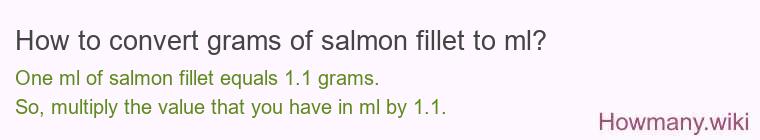 How to convert grams of salmon fillet to ml?