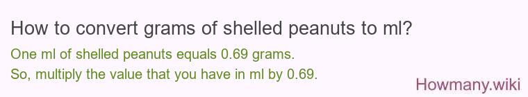 How to convert grams of shelled peanuts to ml?