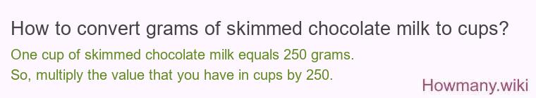 How to convert grams of skimmed chocolate milk to cups?