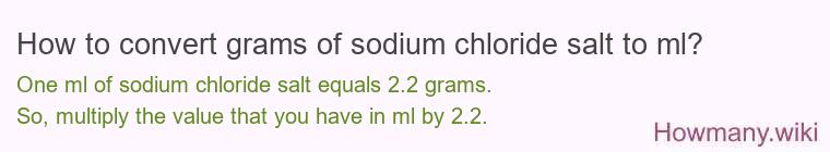 How to convert grams of sodium chloride salt to ml?
