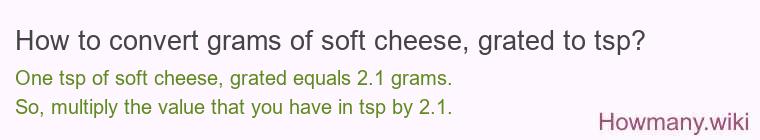 How to convert grams of soft cheese, grated to tsp?