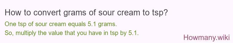 How to convert grams of sour cream to tsp? How to convert grams of sour cream to tsp?