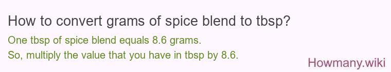 How to convert grams of spice blend to tbsp? How to convert grams of spice blend to tbsp?