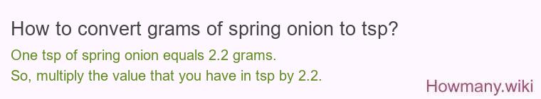 How to convert grams of spring onion to tsp?