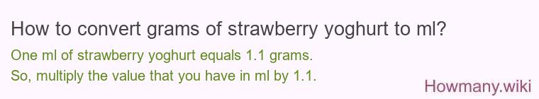 How to convert grams of strawberry yoghurt to ml?
