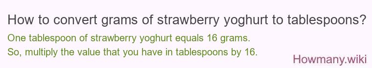 How to convert grams of strawberry yoghurt to tablespoons?