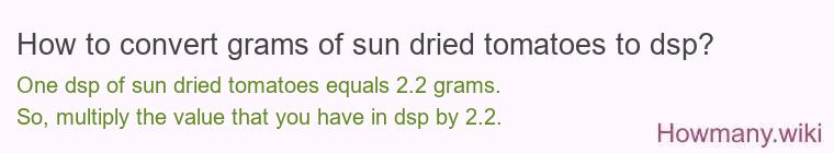 How to convert grams of sun dried tomatoes to dsp?
