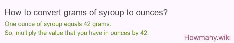 How to convert grams of syroup to ounces?