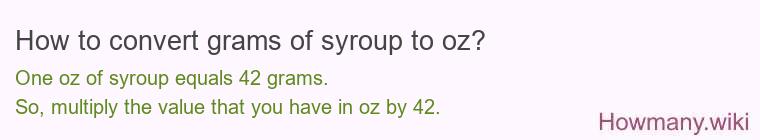 How to convert grams of syroup to oz? How to convert grams of syroup to oz?