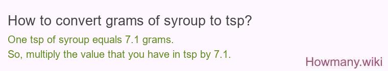 How to convert grams of syroup to tsp?