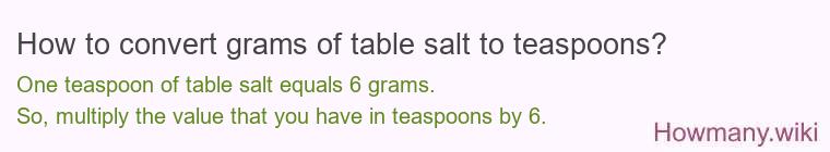 How to convert grams of table salt to teaspoons?