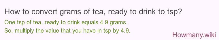 How to convert grams of tea, ready to drink to tsp? How to convert grams of tea, ready to drink to tsp?