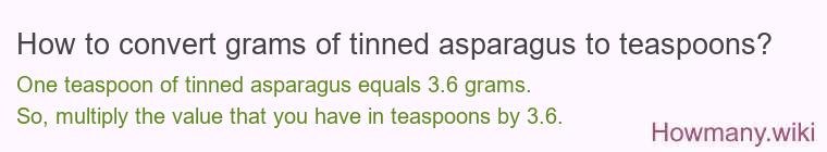 How to convert grams of tinned asparagus to teaspoons?