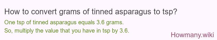 How to convert grams of tinned asparagus to tsp?
