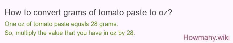 How to convert grams of tomato paste to oz?