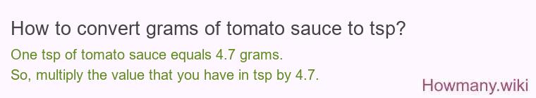 How to convert grams of tomato sauce to tsp? How to convert grams of tomato sauce to tsp?