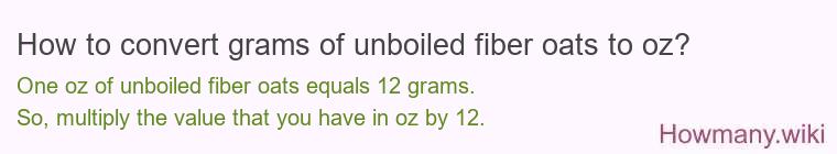 How to convert grams of unboiled fiber oats to oz?
