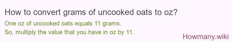 How to convert grams of uncooked oats to oz? How to convert grams of uncooked oats to oz?