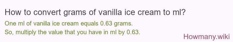 How to convert grams of vanilla ice cream to ml? How to convert grams of vanilla ice cream to ml?