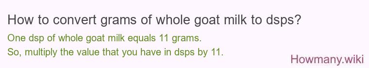 How to convert grams of whole goat milk to dsps?