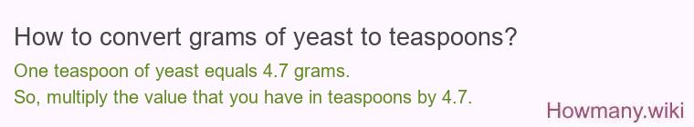 How to convert grams of yeast to teaspoons? How to convert grams of yeast to teaspoons?