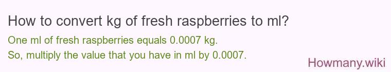 How to convert kg of fresh raspberries to ml?